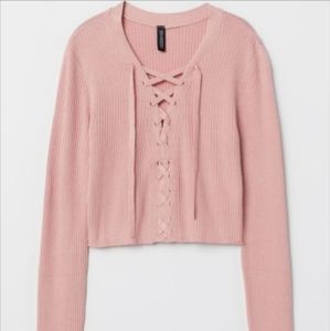 H&M Lace-Up Ribbed Sweater